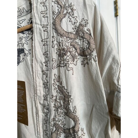 New With Tag Magnolia Pearl European Linen Dragon Embroidered Dashi Kimono - Picture 6 of 11